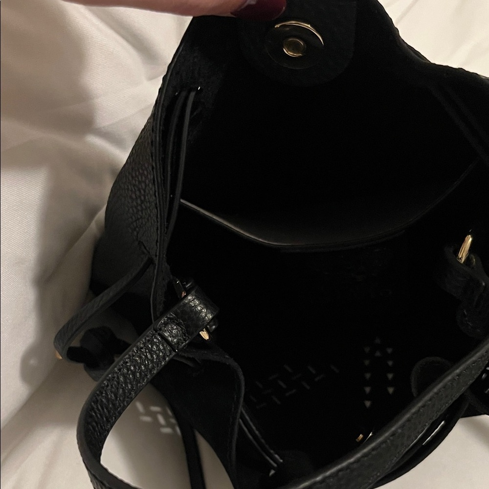 Vince Camuto Black Woven-Detail Suede and Leather Bag - Picture 5 of 9